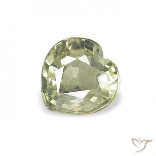 0.70ct Yellowish Green Sapphire, Heart Shape, 5.2x5.1 mm