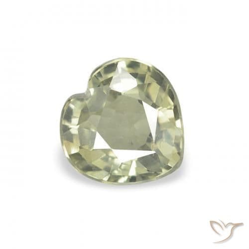 0.70ct Yellowish Green Sapphire, Heart Shape, 5.2x5.1 mm