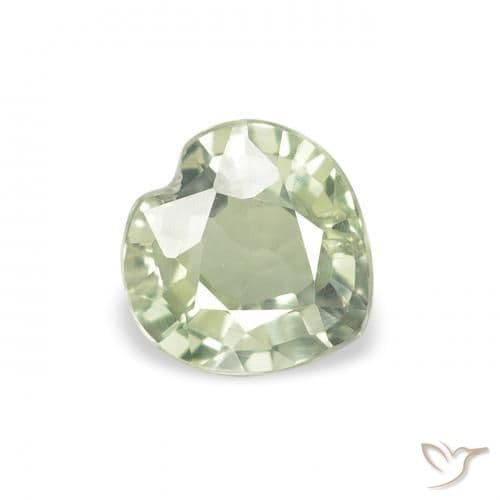 0.65ct Natural Light Green Sapphire, Heart Shape, 5.2x5.2 mm