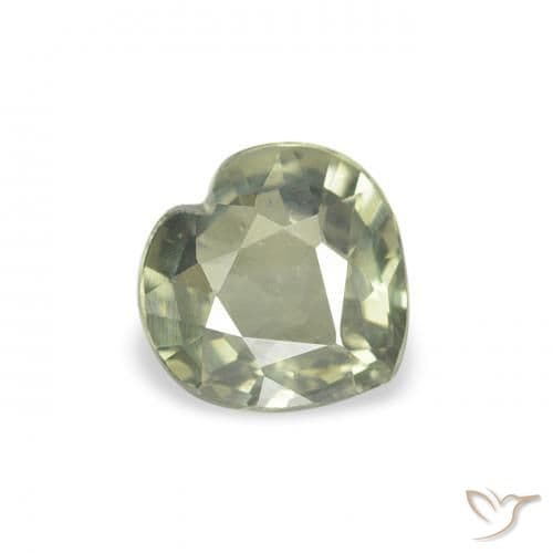 0.55ct Natural Grayish Green Sapphire, Heart Shape, 5.1x5 mm
