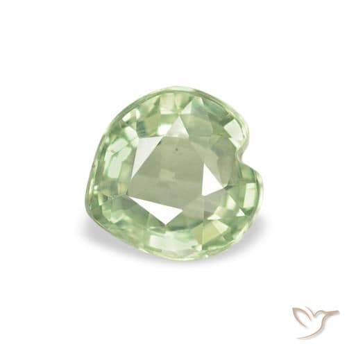 0.65ct Very Light Sage Green Sapphire, Heart Shape, 5.1x4.9 mm