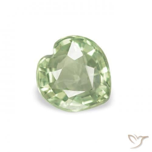 0.65ct Very Light Sage Green Sapphire, Heart Shape, 5.1x4.9 mm