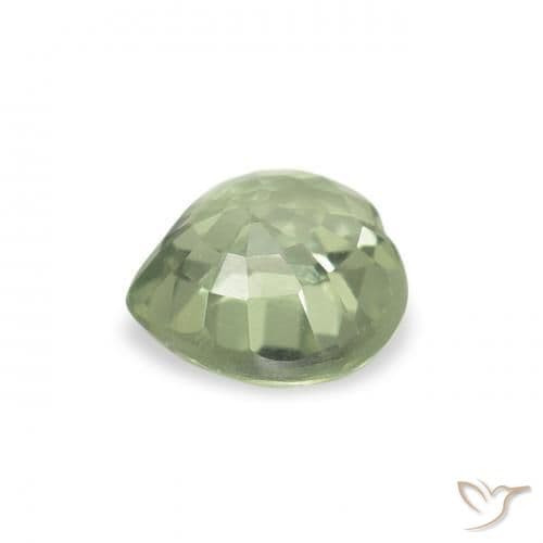 0.65ct Very Light Sage Green Sapphire, Heart Shape, 5.1x4.9 mm