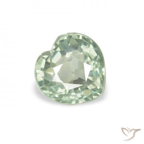 0.69ct Natural Light Green Sapphire, Heart Shape, 5.1x5 mm