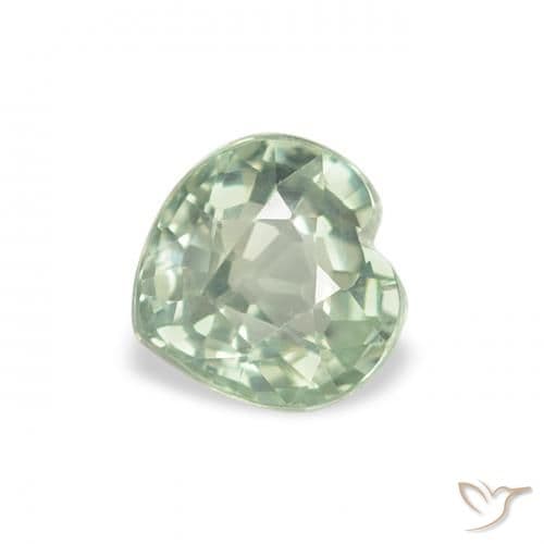 0.69ct Natural Light Green Sapphire, Heart Shape, 5.1x5 mm