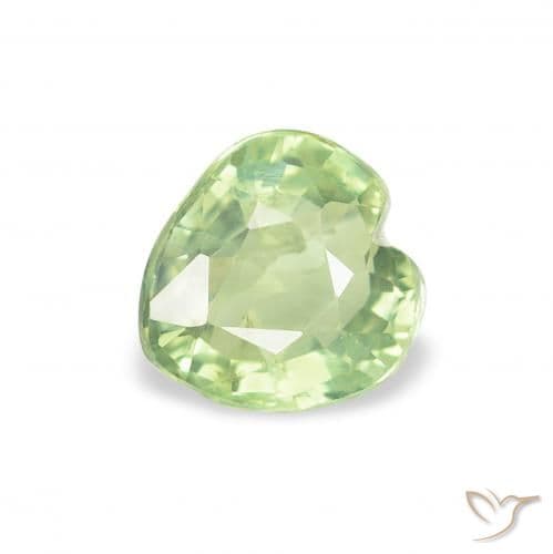 0.73ct Very Light Green Sapphire, Heart Shape, 5.2x5.1 mm