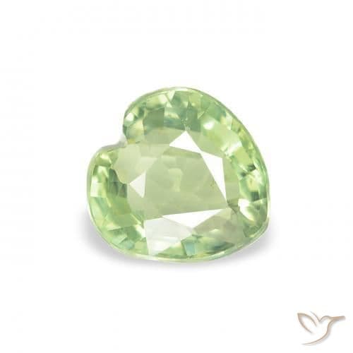 0.73ct Very Light Green Sapphire, Heart Shape, 5.2x5.1 mm