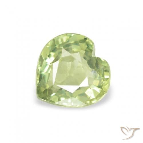 0.69ct Natural Light Green Sapphire, Heart Shape, 5.2x5.2 mm