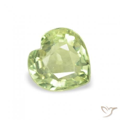 0.69ct Natural Light Green Sapphire, Heart Shape, 5.2x5.2 mm