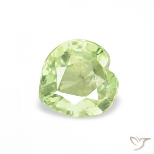 0.59ct Light Yellow Green Sapphire, Heart Shape, 5x5 mm