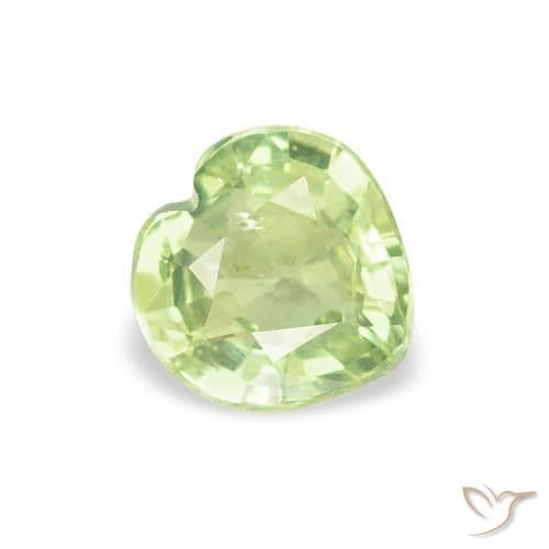 0.59ct Light Yellow Green Sapphire, Heart Shape, 5x5 mm