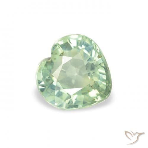 0.70ct Natural Light Green Sapphire, Heart Shape, 5.1x5.1 mm