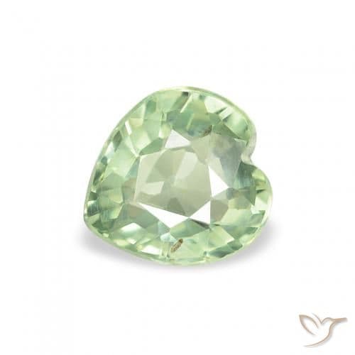 0.67ct Light Sage Green Sapphire, Heart Shape, 5.1x4.8 mm