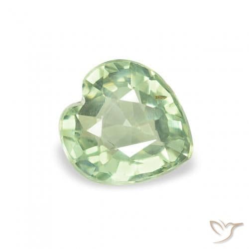 0.67ct Light Sage Green Sapphire, Heart Shape, 5.1x4.8 mm