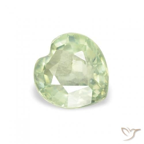 0.69ct Very Light Green Sapphire, Heart Shape, 5.1x5 mm