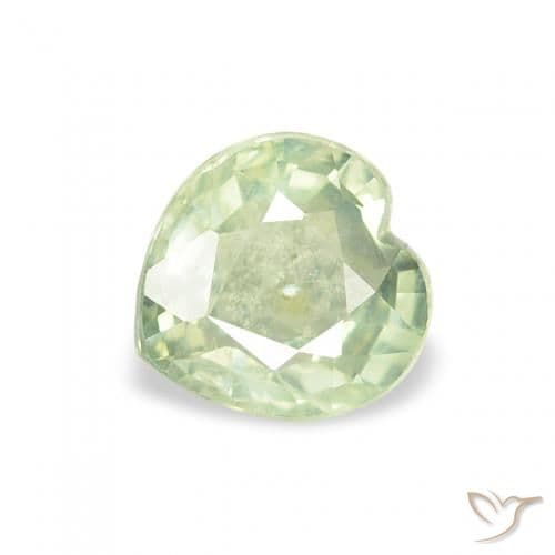 0.69ct Very Light Green Sapphire, Heart Shape, 5.1x5 mm