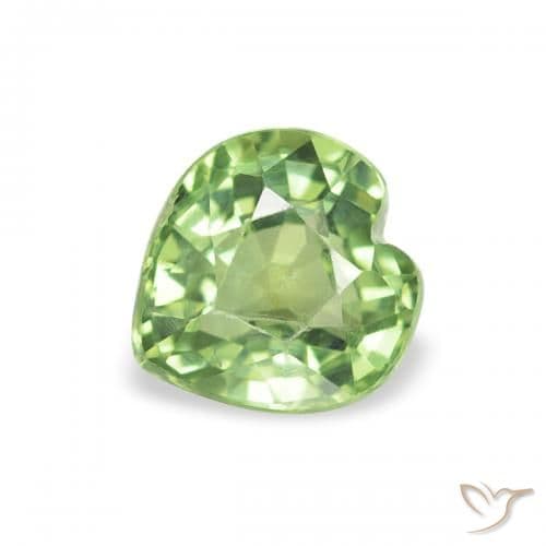 0.41ct Natural Light Green Sapphire, Heart Shape, 4.8x4.7 mm