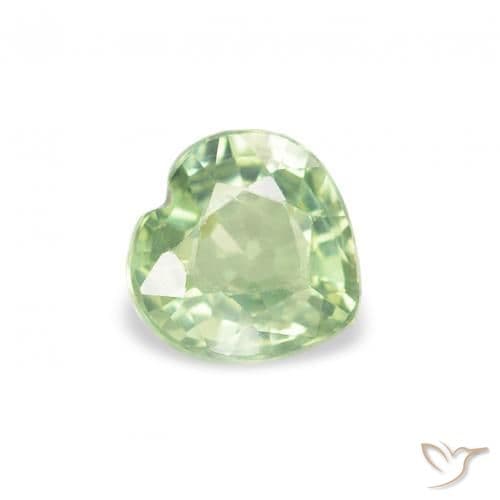 0.65ct Very Light Sage Green Sapphire, Heart Shape, 5.1x5 mm