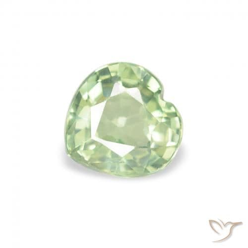 0.65ct Very Light Sage Green Sapphire, Heart Shape, 5.1x5 mm
