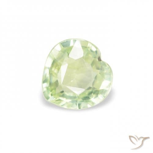 0.64ct Light Yellow Green Sapphire, Heart Shape, 5.2x5.1 mm