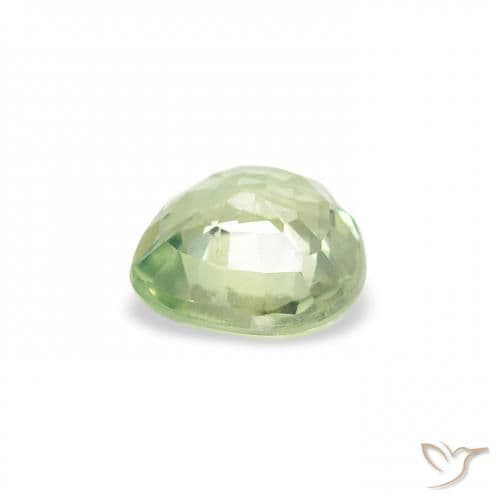 0.64ct Light Yellow Green Sapphire, Heart Shape, 5.2x5.1 mm
