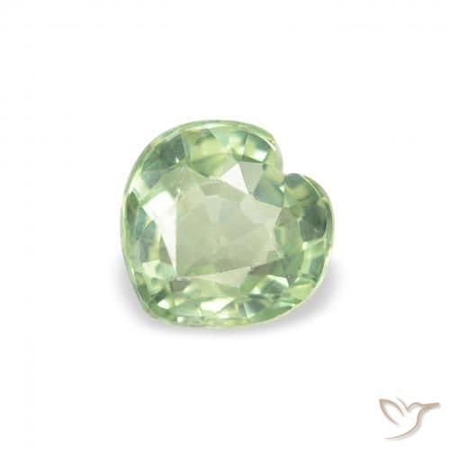 0.62ct Natural Light Green Sapphire, Heart Shape, 5.1x5 mm