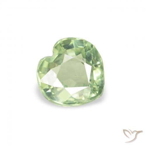 0.62ct Natural Light Green Sapphire, Heart Shape, 5.1x5 mm