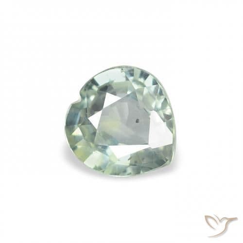 0.61ct Natural Light Green Sapphire, Heart Shape, 5.3x5.1 mm