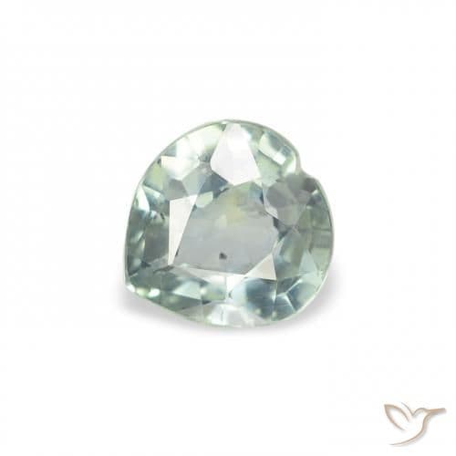 0.61ct Natural Light Green Sapphire, Heart Shape, 5.3x5.1 mm