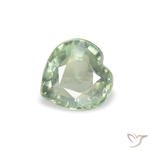 0.67ct Natural Light Green Sapphire, Heart Shape, 5.2x5.1 mm