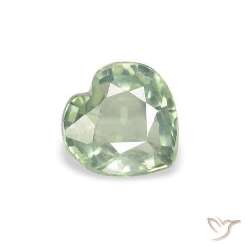 0.67ct Natural Light Green Sapphire, Heart Shape, 5.2x5.1 mm