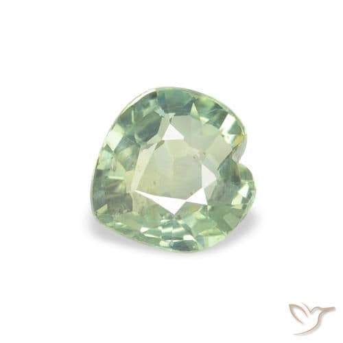 0.65ct Natural Light Green Sapphire, Heart Shape, 5.2x5.1 mm