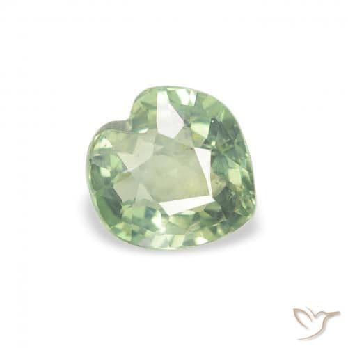 0.65ct Natural Light Green Sapphire, Heart Shape, 5.2x5.1 mm