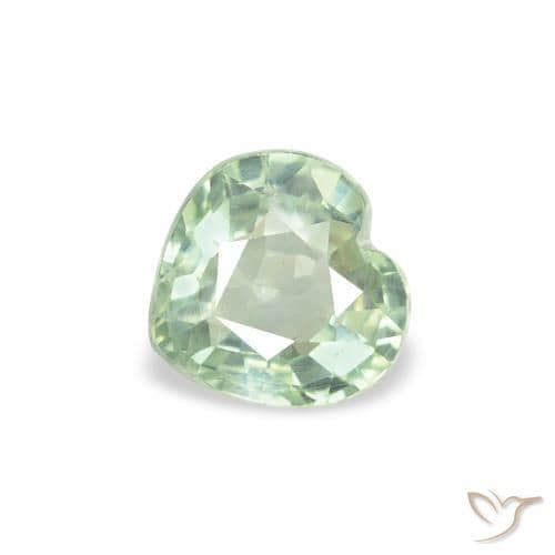 0.68ct Natural Light Green Sapphire, Heart Shape, 5.3x5.1 mm