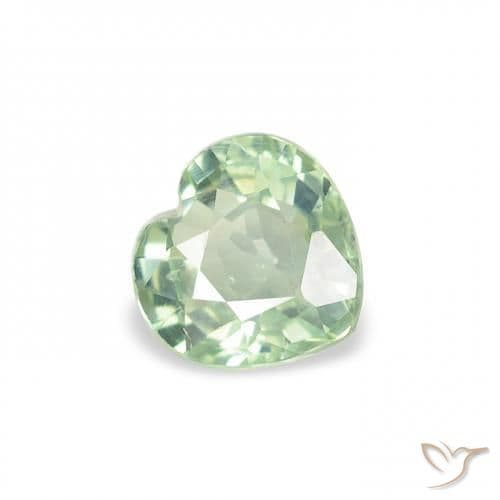 0.68ct Natural Light Green Sapphire, Heart Shape, 5.3x5.1 mm