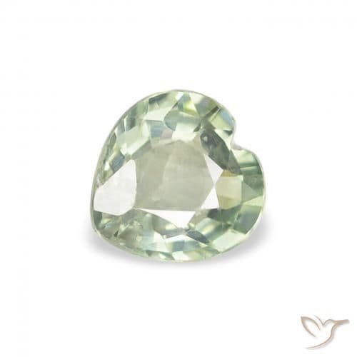 0.66ct Medium Light Green Sapphire, Heart Shape, 5.2x5.1 mm