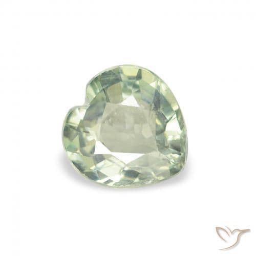 0.66ct Medium Light Green Sapphire, Heart Shape, 5.2x5.1 mm