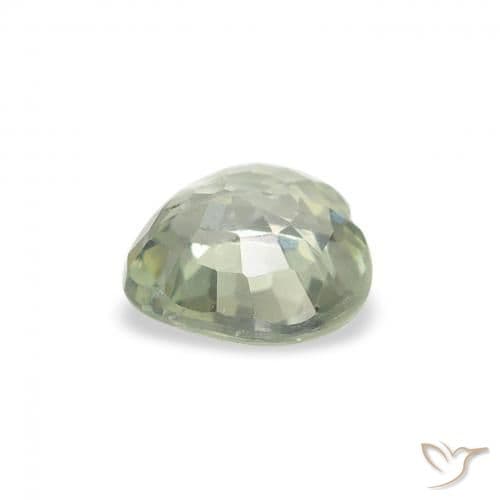 0.66ct Medium Light Green Sapphire, Heart Shape, 5.2x5.1 mm
