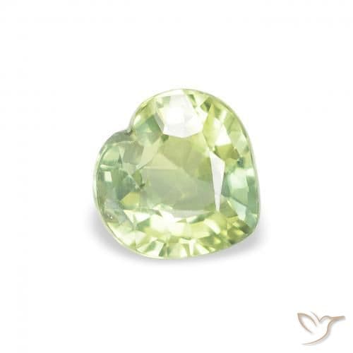 0.66ct Light Lime Green Sapphire, Heart Shape, 5.1x5 mm