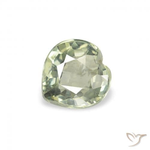 0.73ct Very Light Green Sapphire, Heart Shape, 5.2x5.1 mm