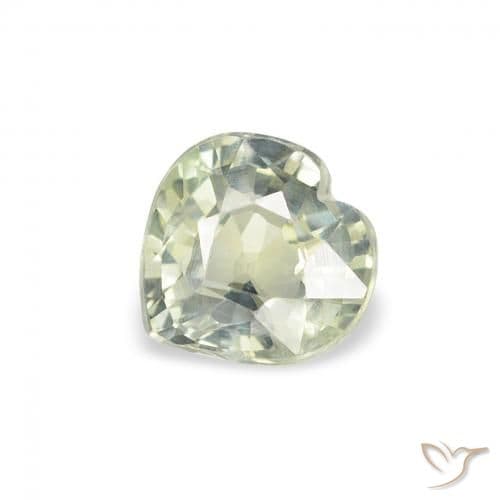 0.73ct Very Light Green Sapphire, Heart Shape, 5.2x5.1 mm