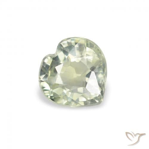 0.67ct Very Light Green Sapphire, Heart Shape, 5.1x5.1 mm