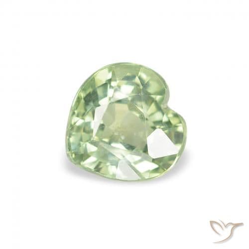 0.74ct Natural Light Green Sapphire, Heart Shape, 5.2x5.1 mm