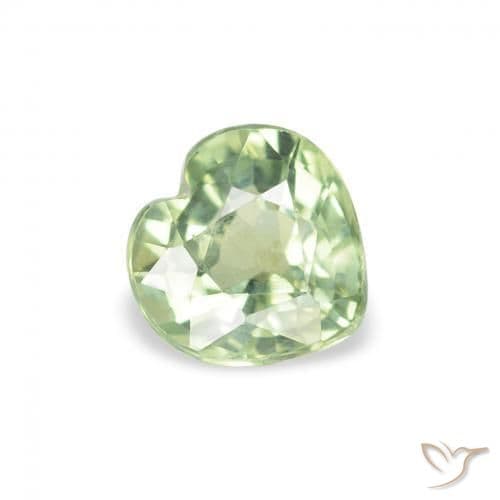0.74ct Natural Light Green Sapphire, Heart Shape, 5.2x5.1 mm