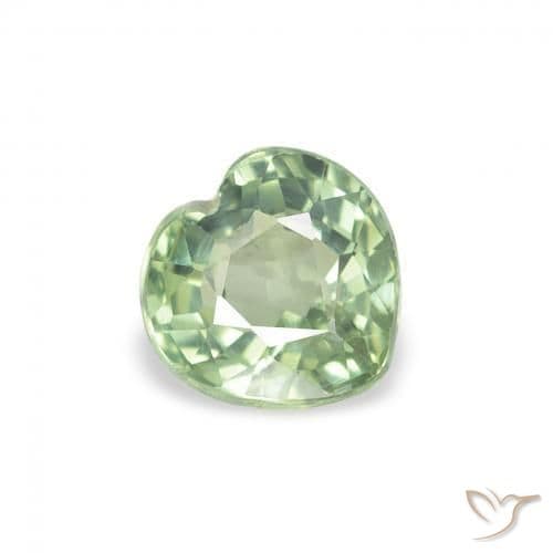 0.76ct Natural Pale Green Sapphire, Heart Shape, 5.1x4.9 mm