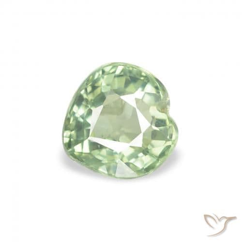 0.76ct Natural Pale Green Sapphire, Heart Shape, 5.1x4.9 mm