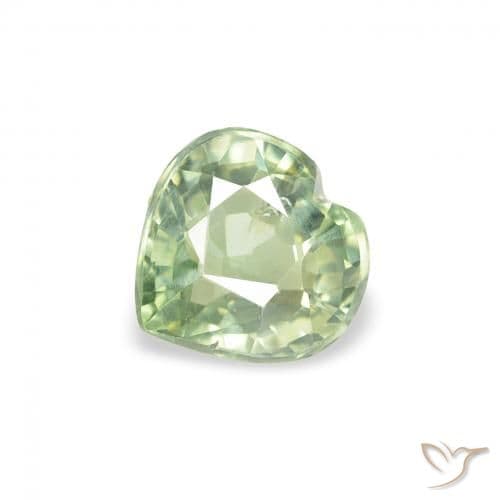 0.71ct Very Light Sage Green Sapphire, Heart Shape, 5.1x5 mm