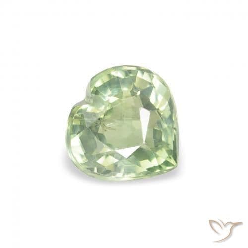 0.71ct Very Light Sage Green Sapphire, Heart Shape, 5.1x5 mm