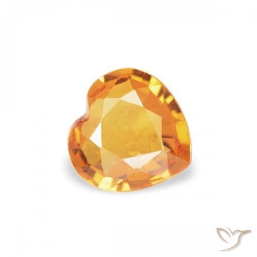0.32ct Natural Orange-Gold Sapphire, Heart Shape, 4.5x4.5 mm
