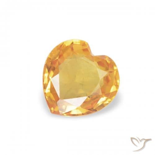 0.41ct Medium Orange Sapphire, Heart Shape, 4.6x4.6 mm